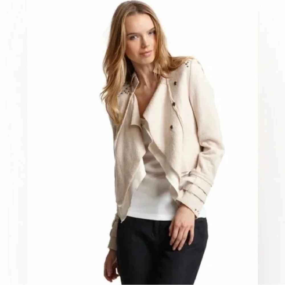 We The Free Cream Moto Military Wool Blazer